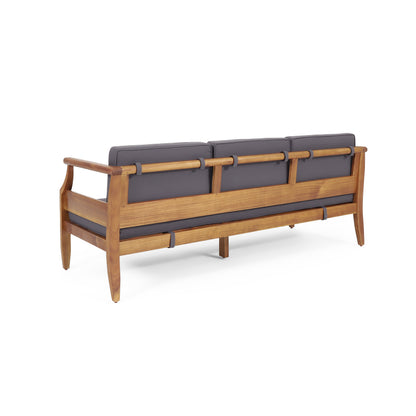 Teak Acacia Wood Patio Sofa Set 3 Seat Outdoor