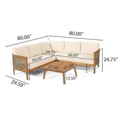 6-Piece Acacia Wood Sectional Sofa Set Outdoor