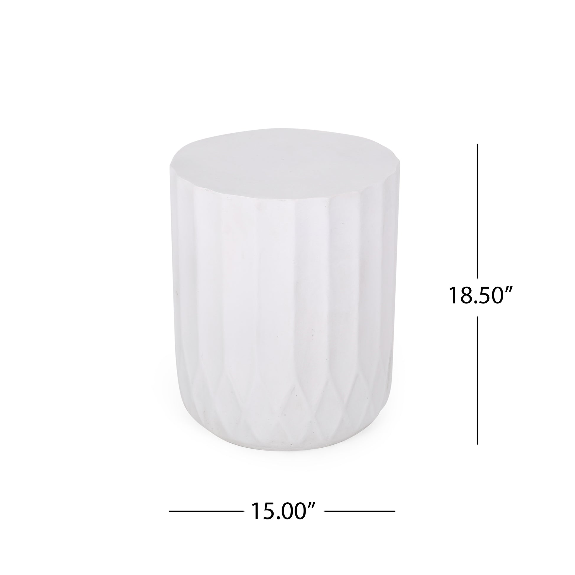 Round Outdoor Side Table - Antique White Magnesium Oxide