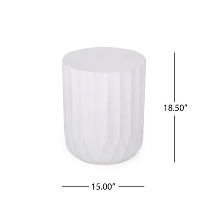 Round Outdoor Side Table - Antique White Magnesium Oxide