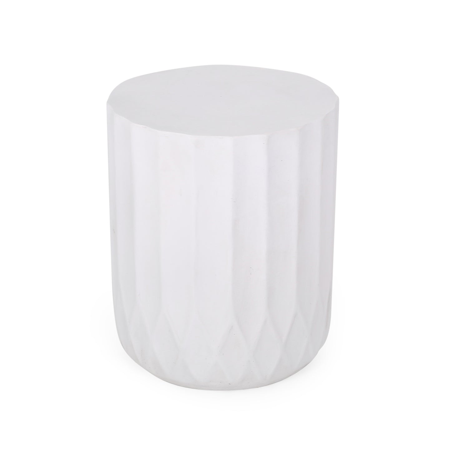 Round Outdoor Side Table - Antique White Magnesium Oxide
