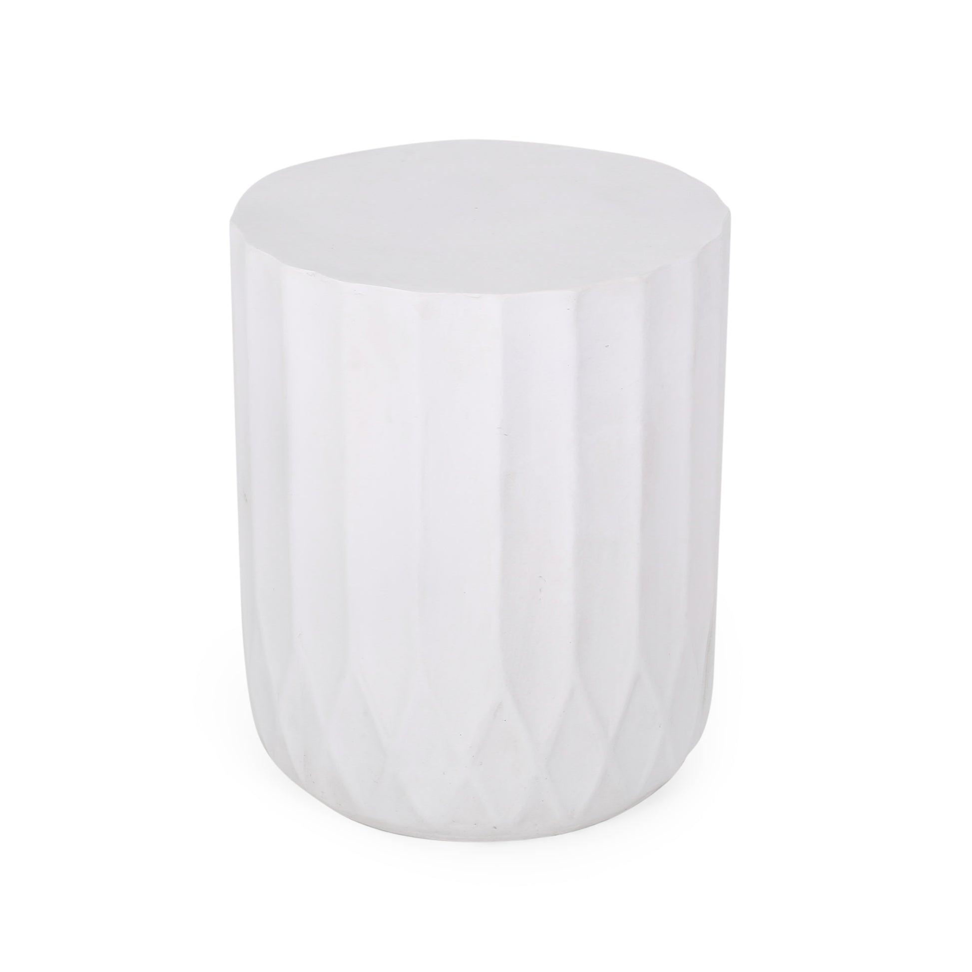 Round Outdoor Side Table - Antique White Magnesium Oxide