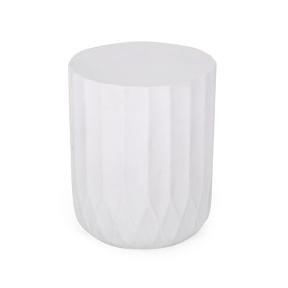 Round Outdoor Side Table - Antique White Magnesium Oxide
