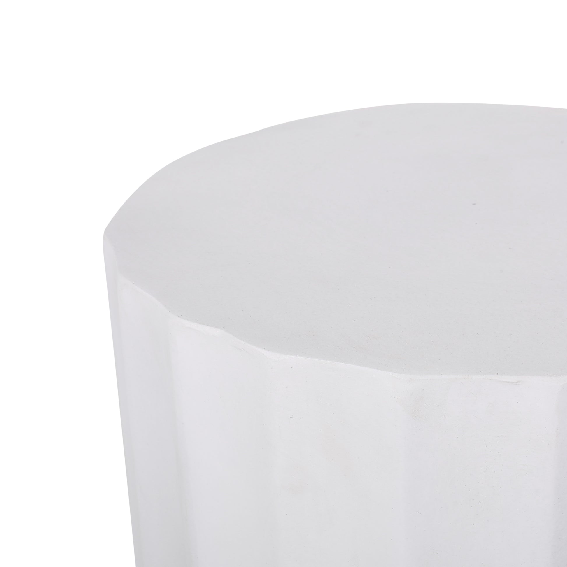 Round Outdoor Side Table - Antique White Magnesium Oxide