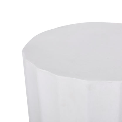 Round Outdoor Side Table - Antique White Magnesium Oxide
