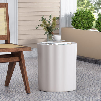 Outdoor LightWeight Concrete Side Table,Antique White End Talbe