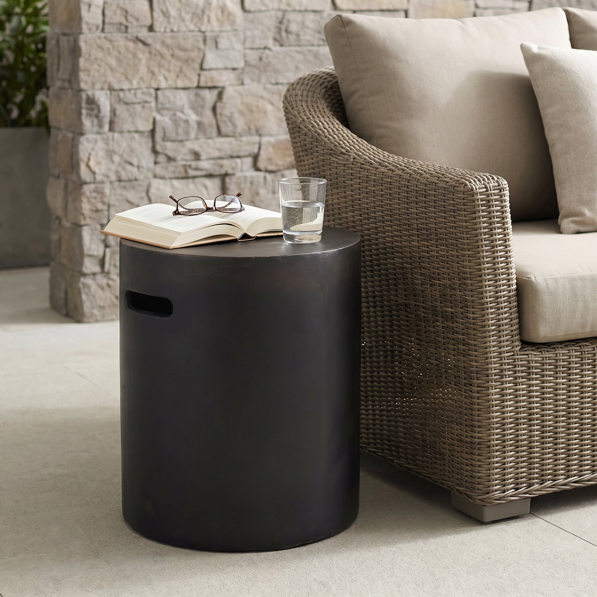 Outdoor LightWeight Concrete Side Table,Copper