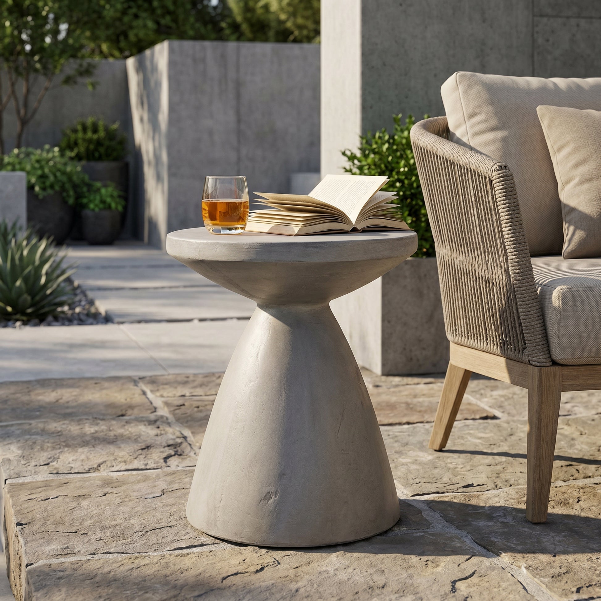 Outdoor LightWeight Concrete Side Table,MGO End Table