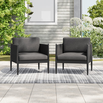DAWSON OUTDOOR PATIO 2PCS BLACK ALUMINUM CLUB CHAIR (73761.00BLKMP2)