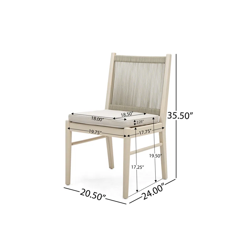 Beige Acacia Wood Outdoor Dining Chairs Set for Patio Seating