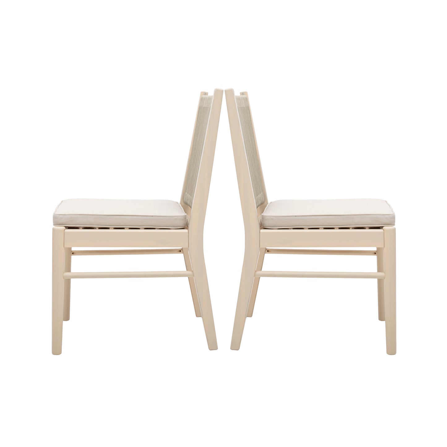 Beige Acacia Wood Outdoor Dining Chairs Set for Patio Seating