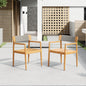 CREATIVE BRAIDED ACACIA WOOD OUTDOOR DINING CHAIRS WITH ARMRESTS, SUITABLE FOR OUTDOOR DINING AND LEISURE PLACES, TEAK LOOK & GREY ROPE,SET OF 2