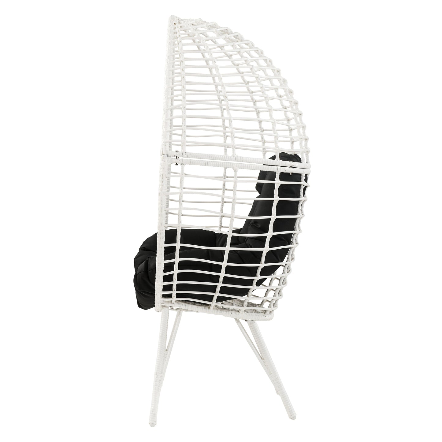 Modern White & Black Patio Lounge Chair with Cushions