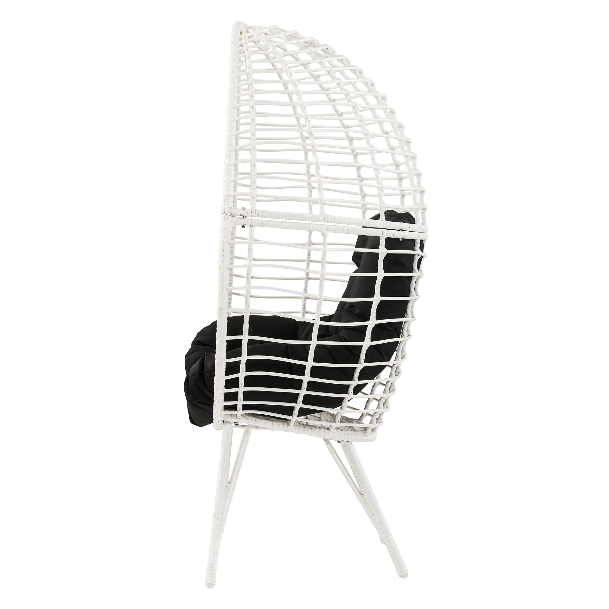 Modern White & Black Patio Lounge Chair with Cushions