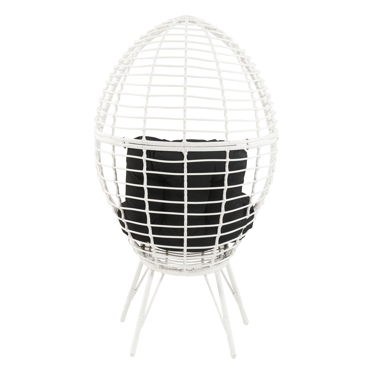 Modern White & Black Patio Lounge Chair with Cushions
