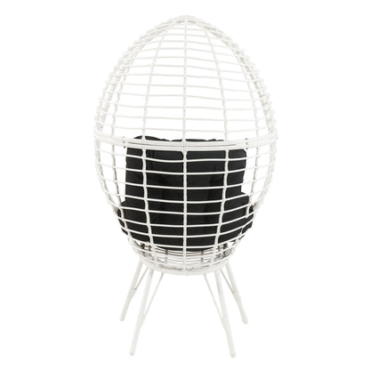 Modern White & Black Patio Lounge Chair with Cushions