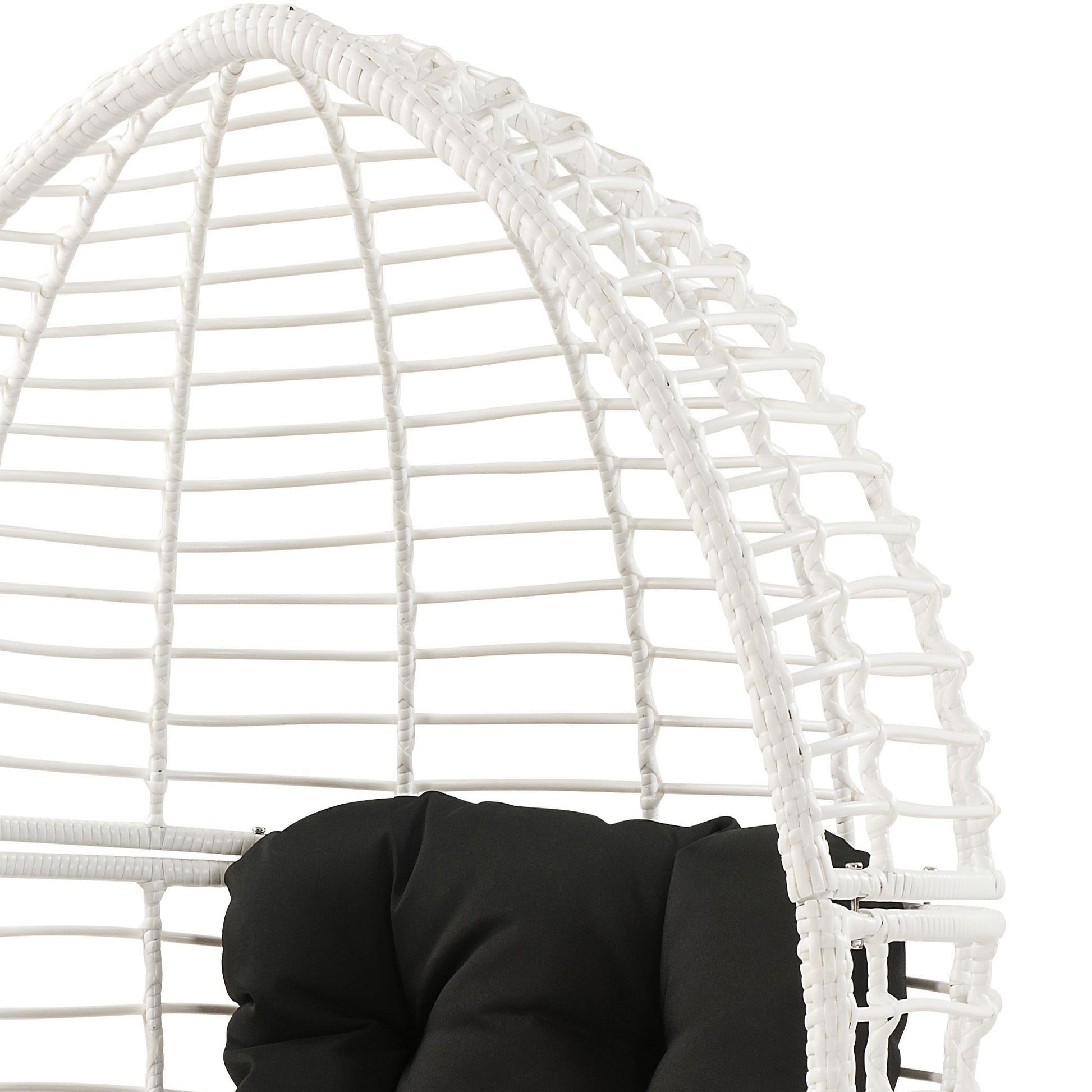 Modern White & Black Patio Lounge Chair with Cushions