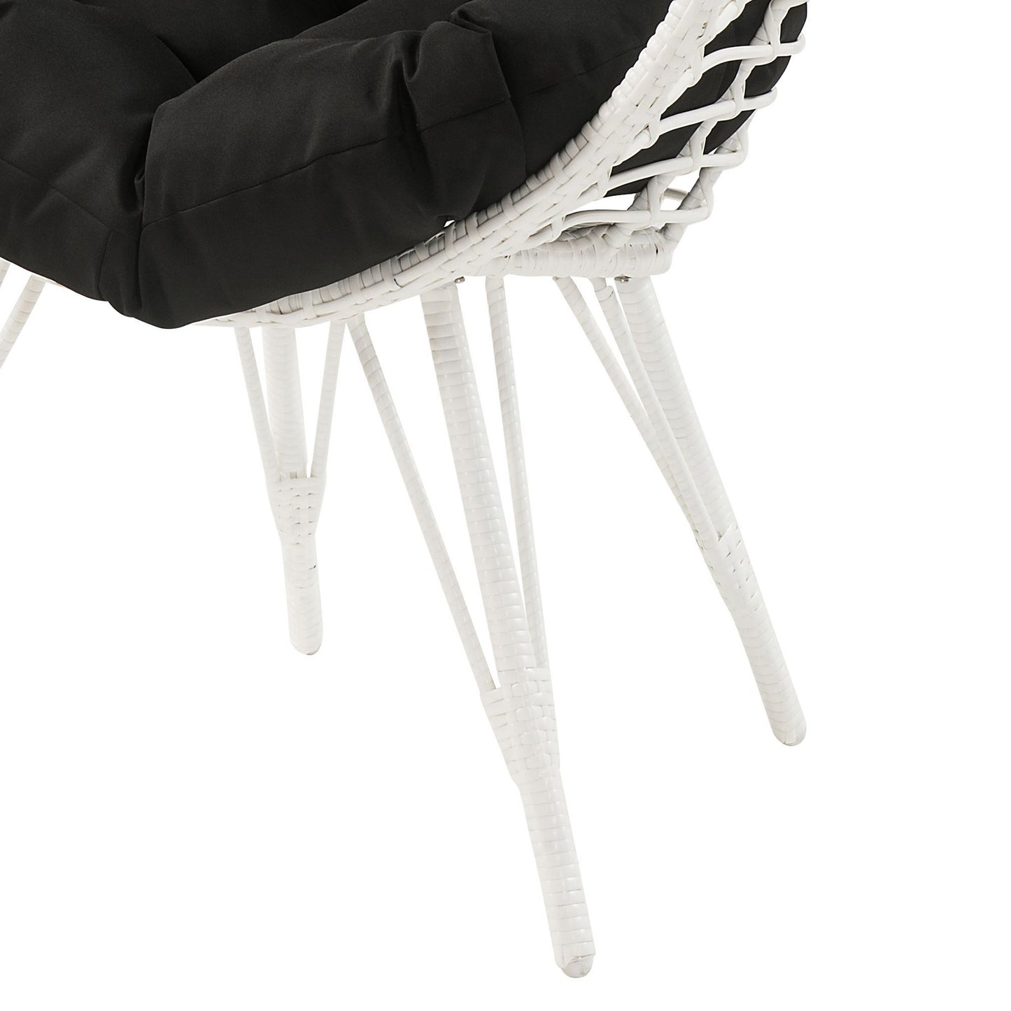 Modern White & Black Patio Lounge Chair with Cushions