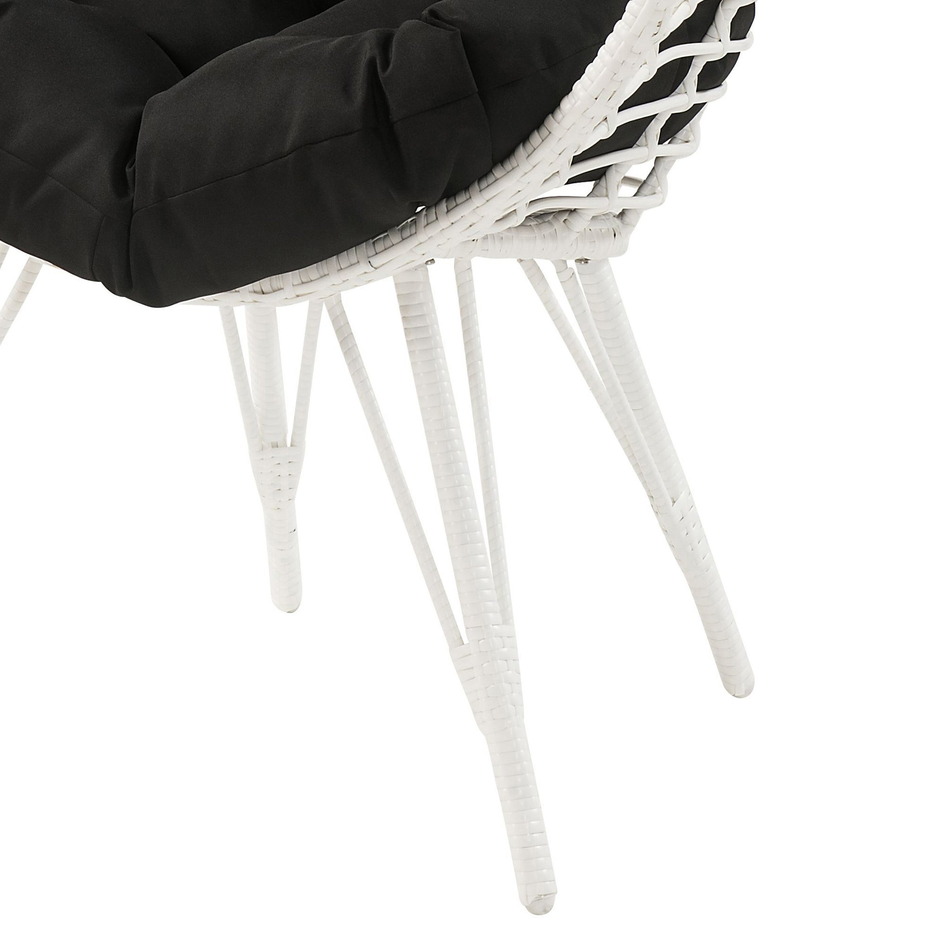 Modern White & Black Patio Lounge Chair with Cushions