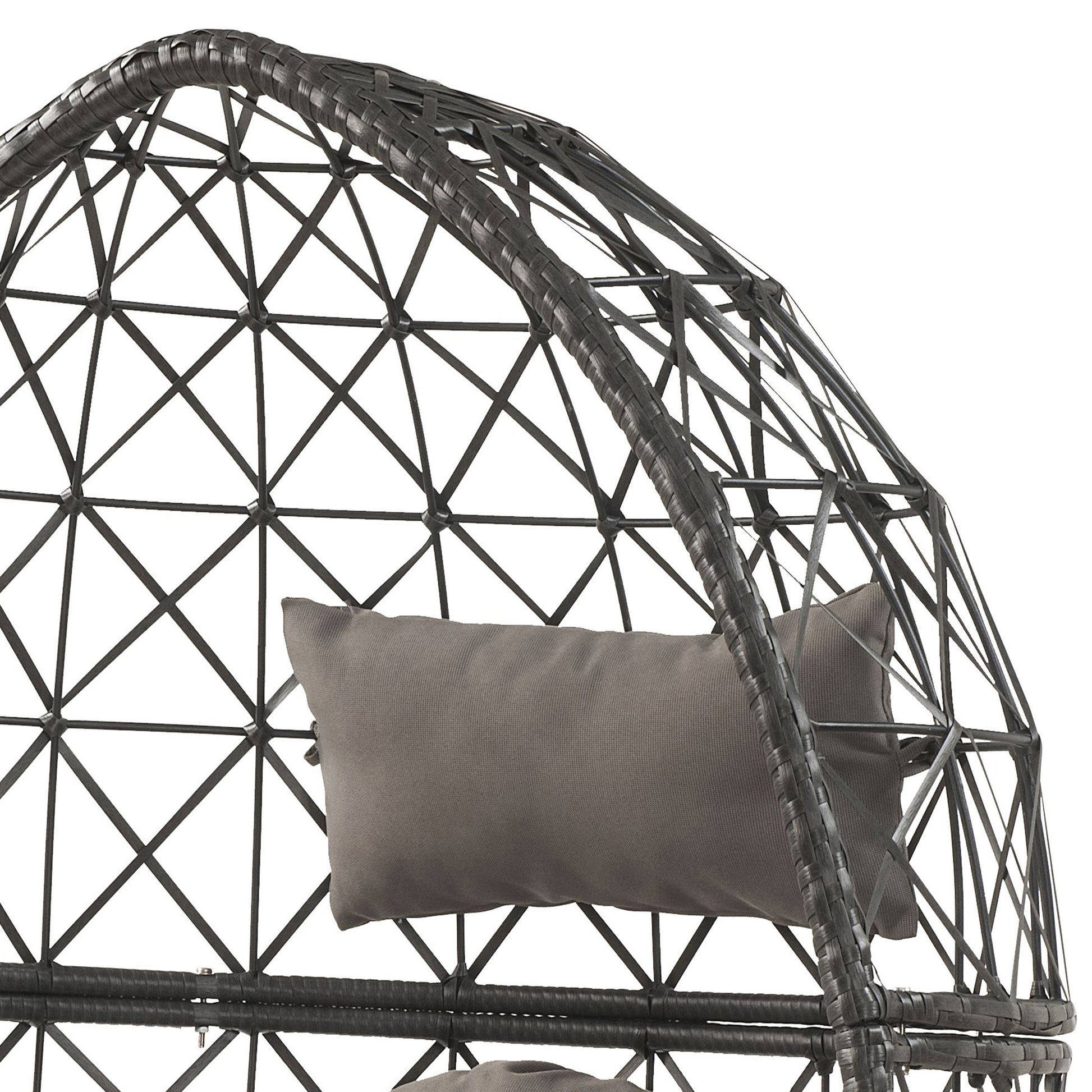 Light Grey & Black Patio Chair with Cushions - Modern Wicker Design