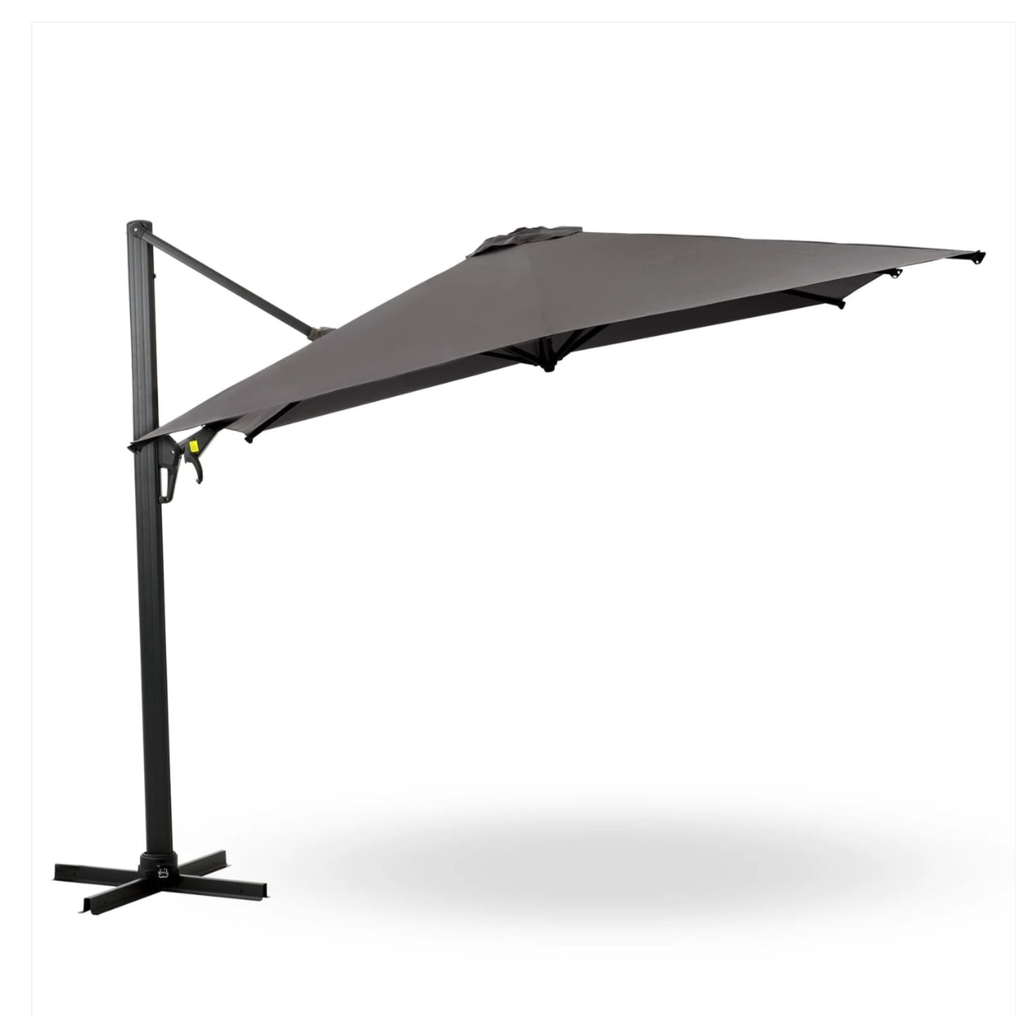 10 Ft Gray Square Large Cantilever Patio Umbrella with 360° Rotation & Tit Adjustment and Heavy Duty Offset Polyester Canopy Deck Umbrella without base.