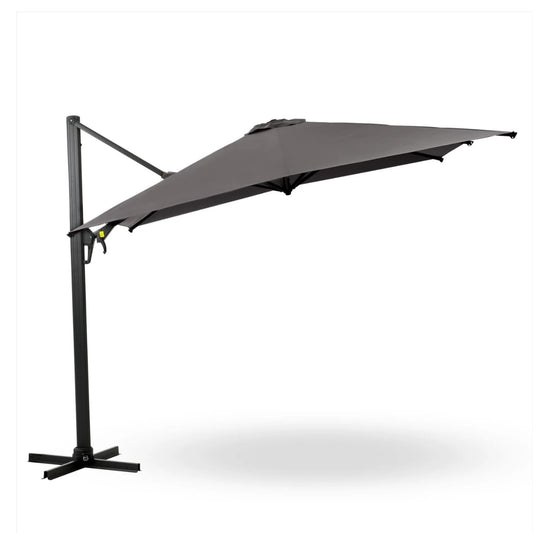 10 Ft Gray Square Large Cantilever Patio Umbrella with 360° Rotation & Tit Adjustment and Heavy Duty Offset Polyester Canopy Deck Umbrella without base.