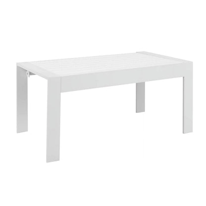 43" All-Weather Aluminum Patio Coffee Table, Modern White Rectangle Outdoor Table