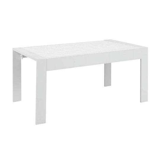 43" All-Weather Aluminum Patio Coffee Table, Modern White Rectangle Outdoor Table