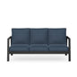 75" All-Weather Aluminum 3-seat Patio Sofa with Thick Blue Cushions & Black Frame