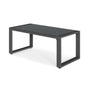 44" x 22" All-Weather Aluminum Outdoor Gray Coffee Table with Tempered Glass Top