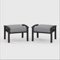 Set of 2 All-Weather 26” Width Metal Ottomans, Khaki Frame with Gray Cushions
