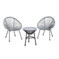3-Piece Acapulco Wicker Patio Bistro Set with 2 Gray Chairs & Glass Table