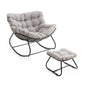 Light Gray Egg Rocking Chair with Ottoman, All-Weather Wicker Lounge & Cushions