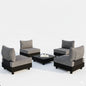 5-Piece Gray Aluminum Patio Sectional Set with Modular Armless Chairs and Coffee Table