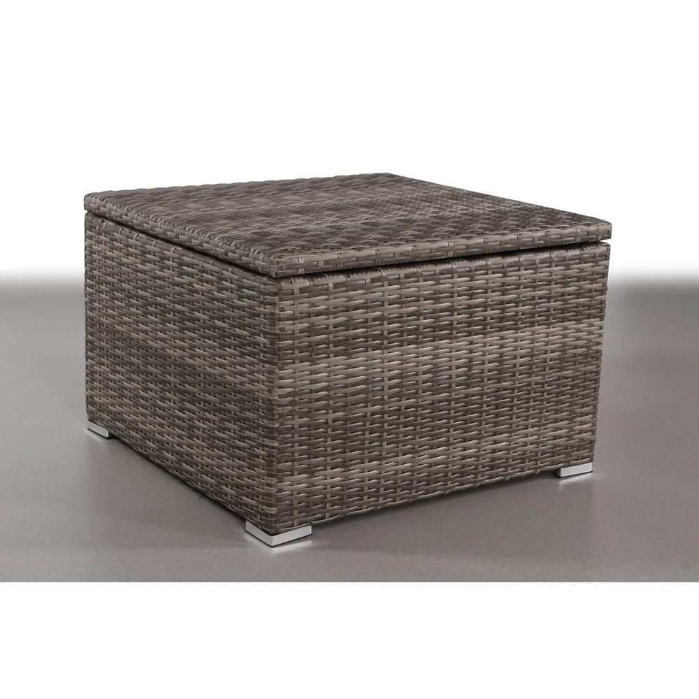 Grey Wicker Sectional Outdoor Table - 33" Storage