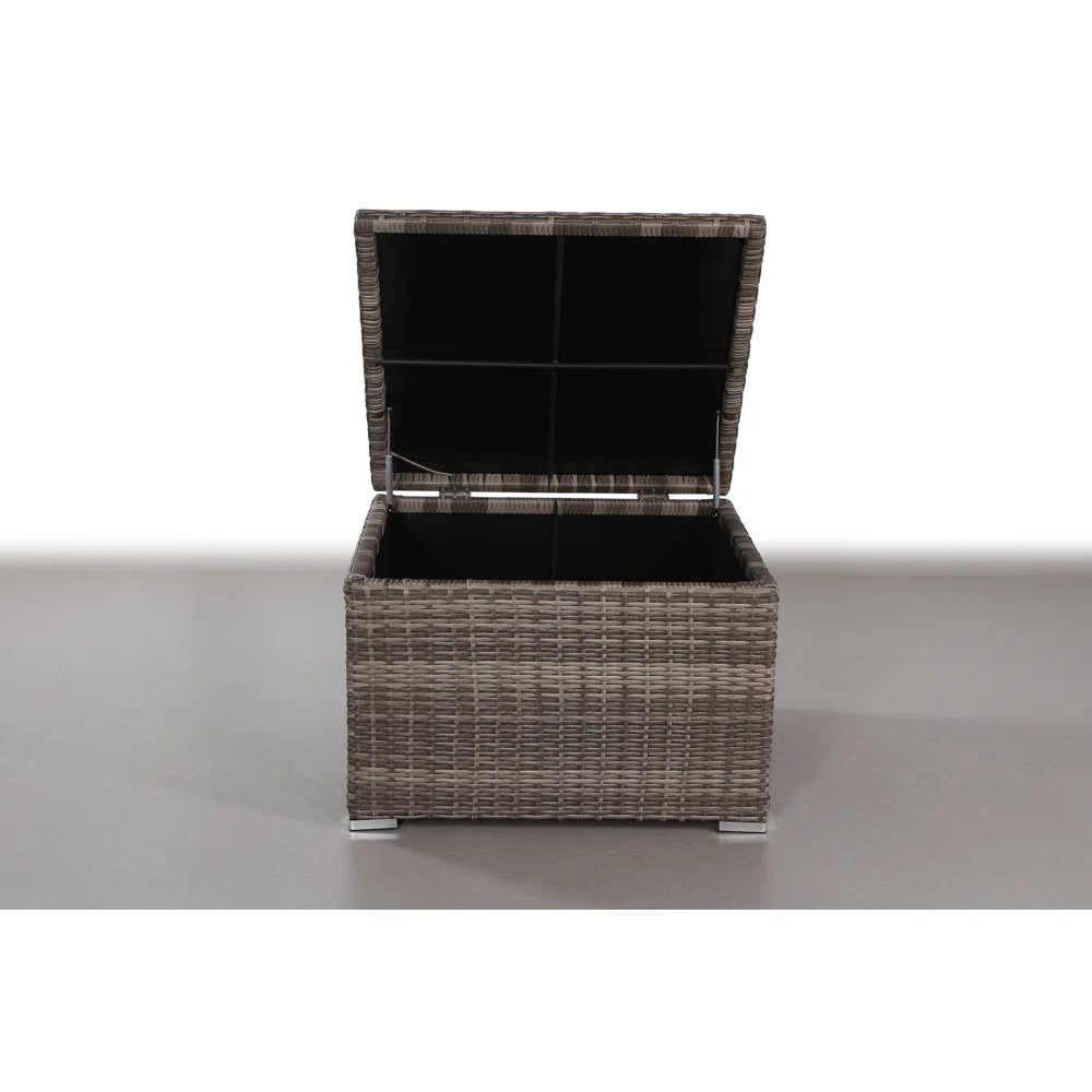 Grey Wicker Sectional Outdoor Table - 33" Storage