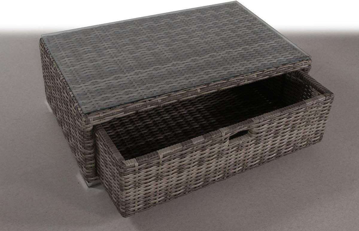 Grey Wicker Outdoor Sofa Sectional Table - 40" x 22"