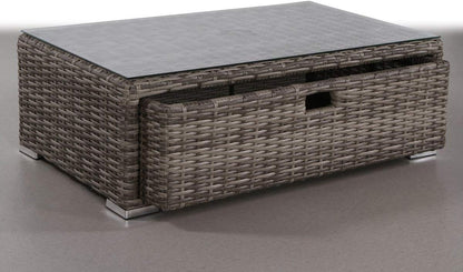 Grey Wicker Outdoor Sofa Sectional Table - 40" x 22"
