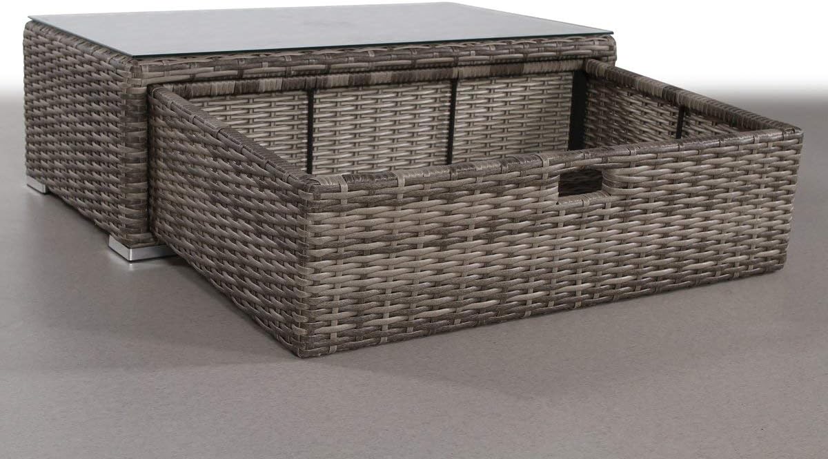 Grey Wicker Outdoor Sofa Sectional Table - 40" x 22"