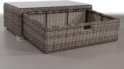 Grey Wicker Outdoor Sofa Sectional Table - 40" x 22"