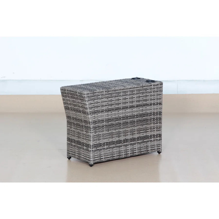 Grey Mix Wicker Outdoor Side Table - 13x33x22"