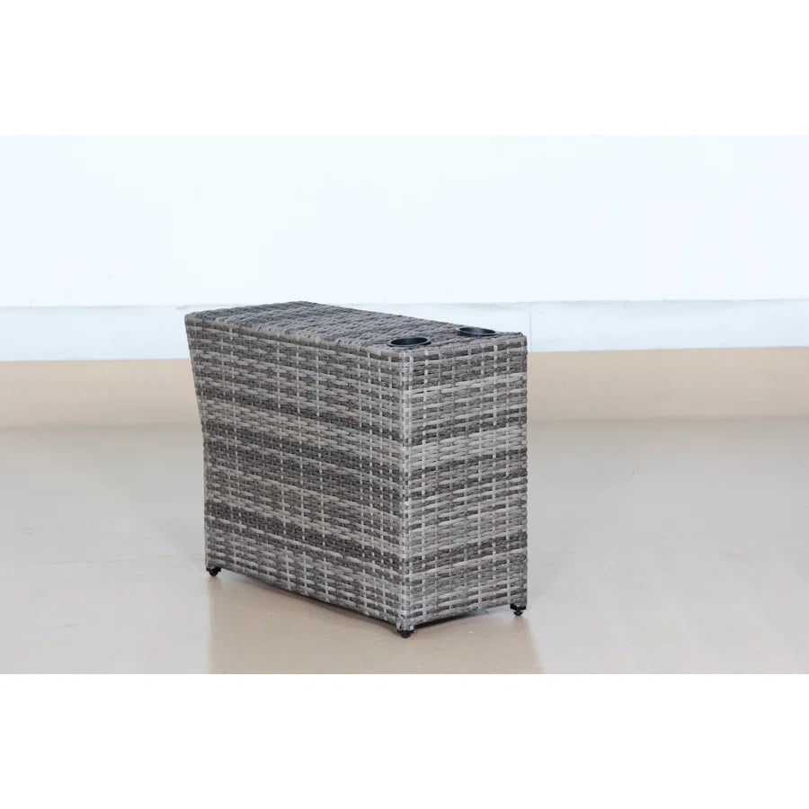 Grey Mix Wicker Outdoor Side Table - 13x33x22"