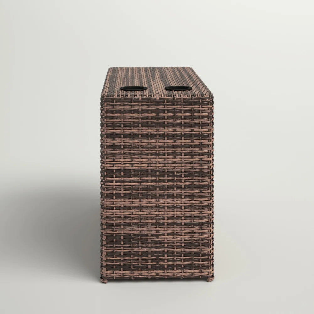 Modern Brown Wicker Side Table for Garden & Porch Patio Seating