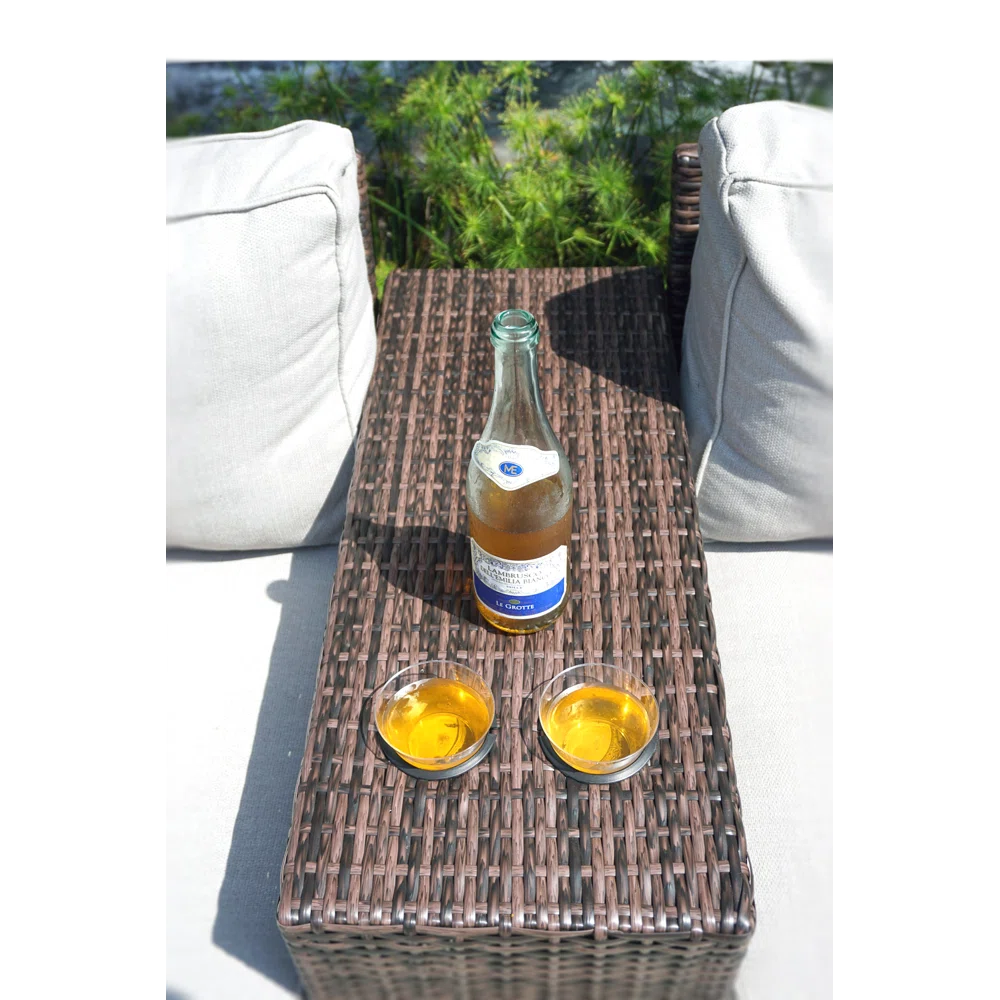 Modern Brown Wicker Side Table for Garden & Porch Patio Seating