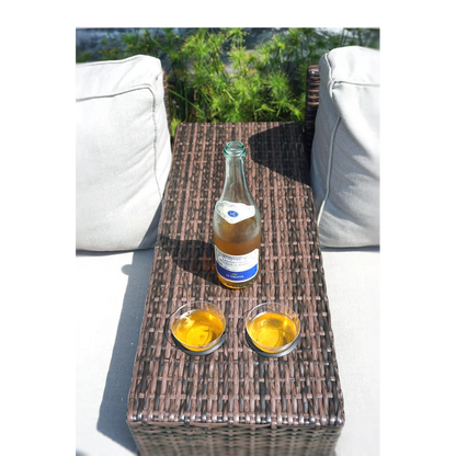 Modern Brown Wicker Side Table for Garden & Porch Patio Seating