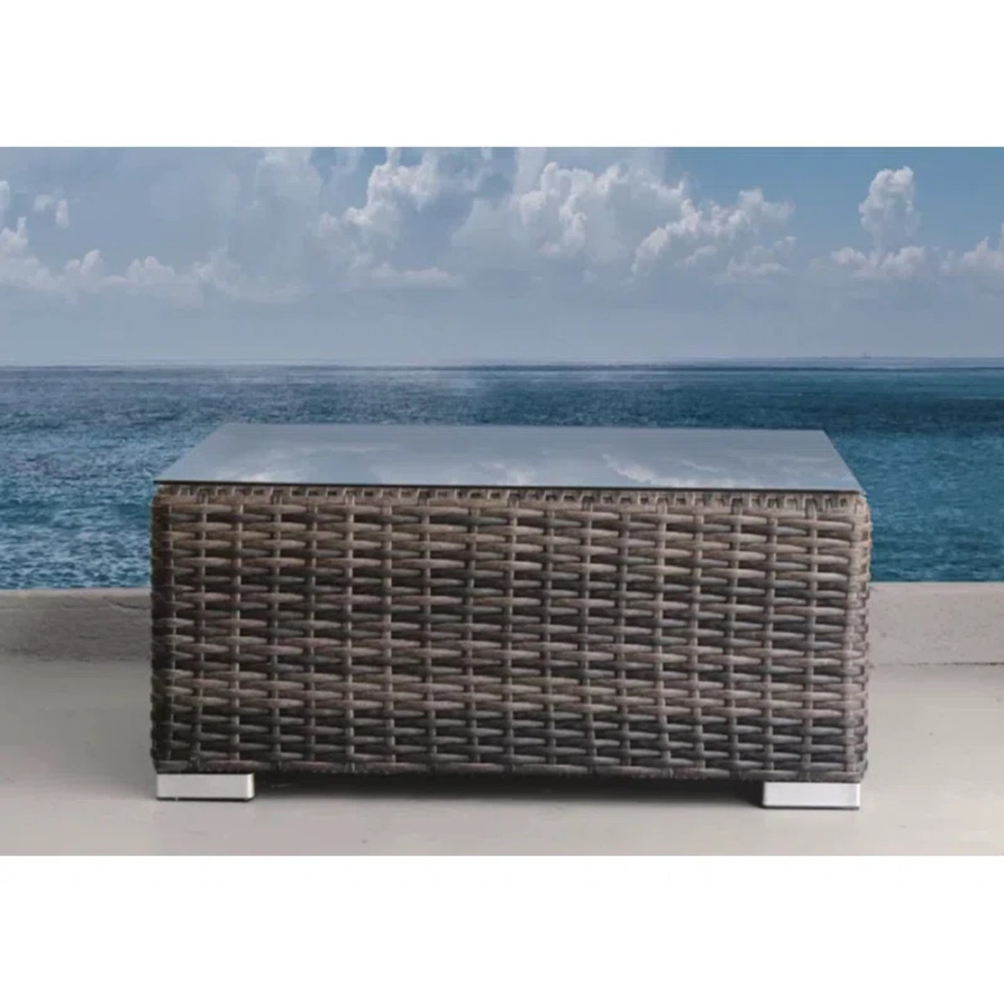 Brown Mix Wicker Outdoor Coffee Table for Garden or Poolside