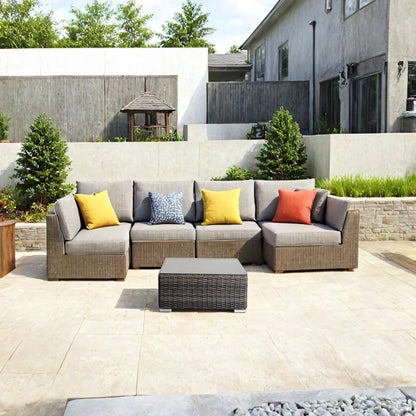 Brown Mix Wicker Outdoor Coffee Table for Garden or Poolside