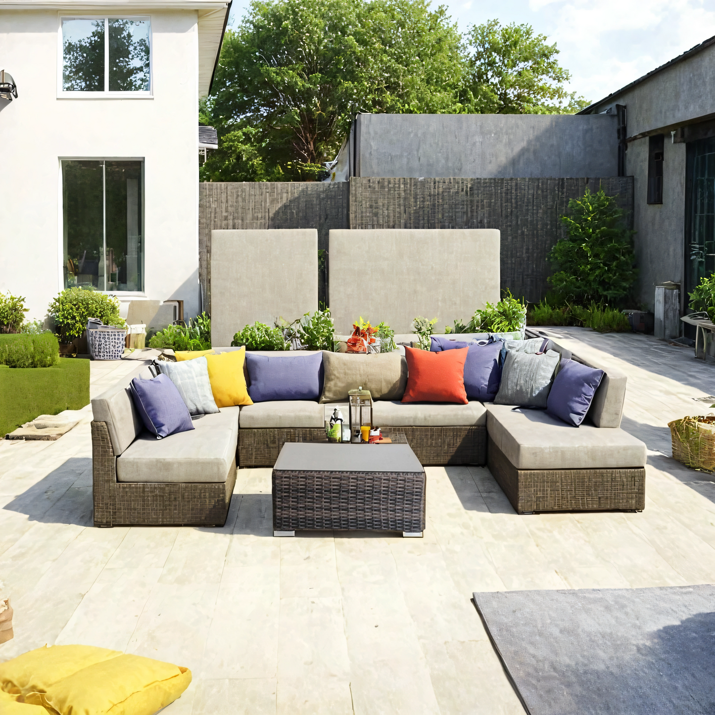 Brown Mix Wicker Outdoor Coffee Table for Garden or Poolside