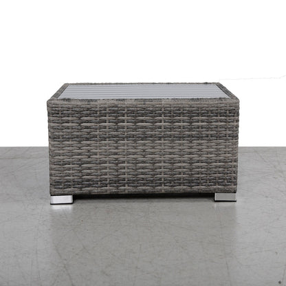 Mixed Grey Slatted Side Table with Aluminum Top – Fully Assembled