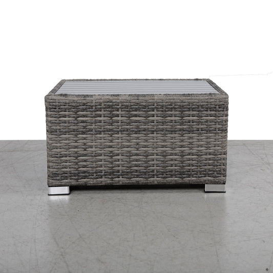 Mixed Grey Slatted Side Table with Aluminum Top – Fully Assembled